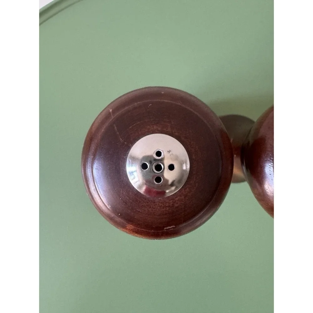 Vintage Mr. Dudley Solid Wood Pepper Grinder Mill & Salt Shaker Set Brown